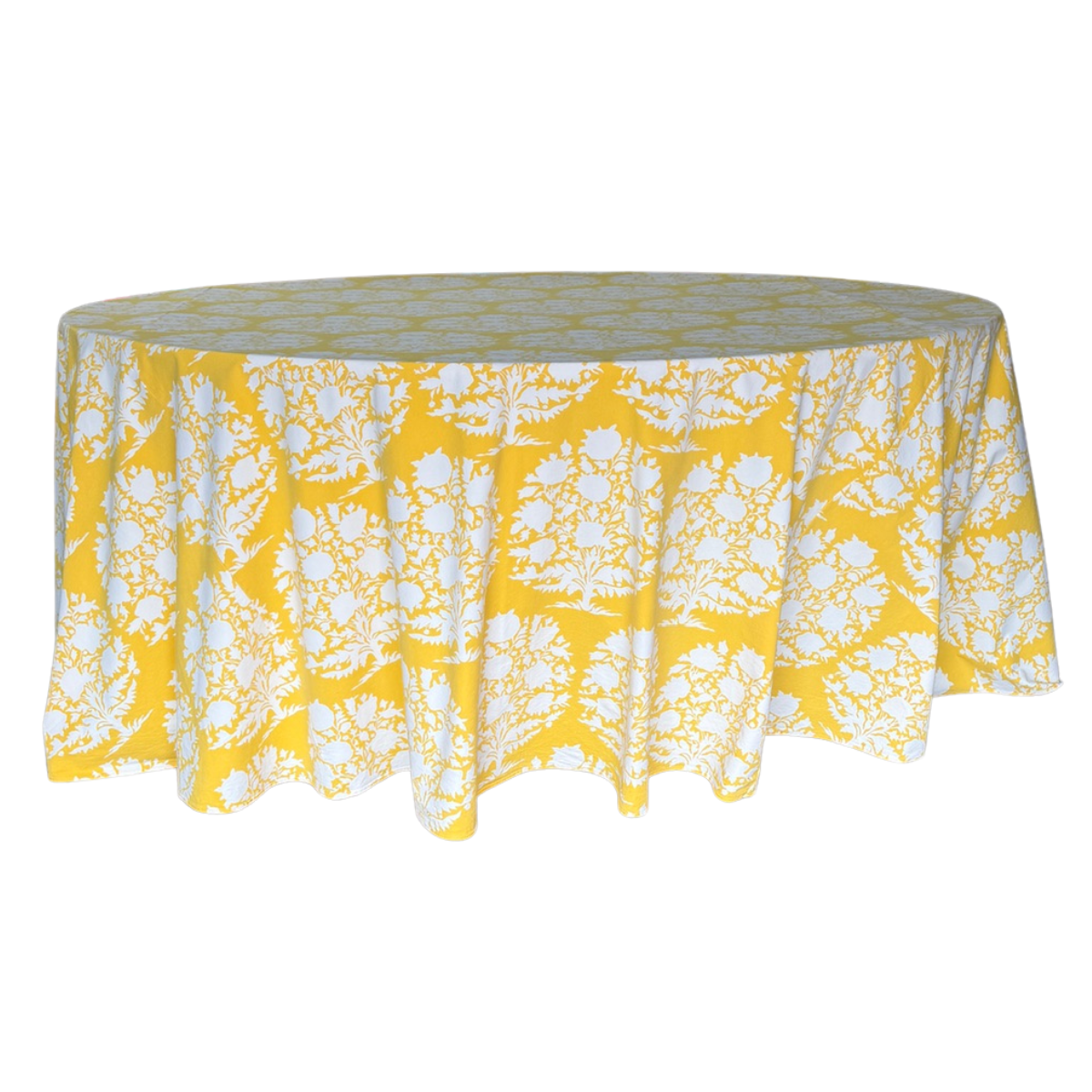 The Canary: Yellow + White Floral Table Linen - 134" Round