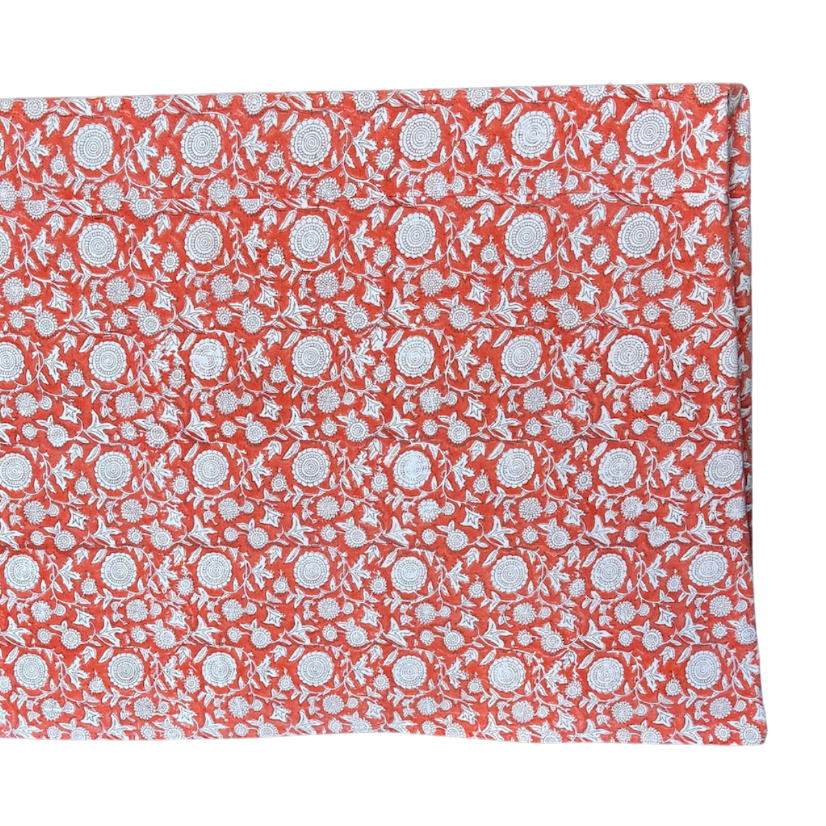 The Cora: Coral Orange + White Floral Table Linen - 156 x 108" Rectangle