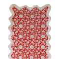 The Cora: Coral Orange + White Floral Table Linen - 124" x 20" Runner