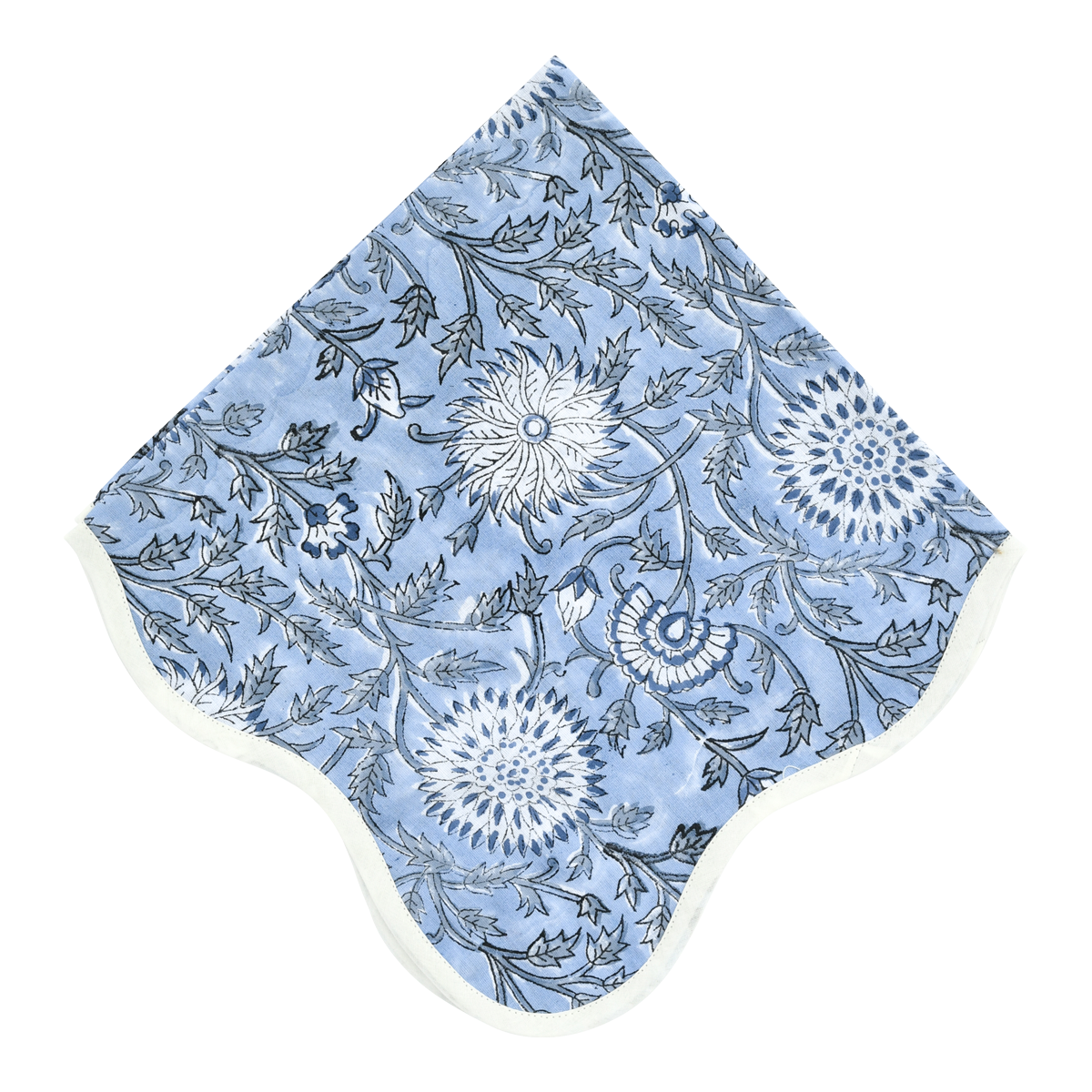 The Haddie: Glacier Blue + White Floral Table Linen - 18 x 18" Napkin 4-Pack
