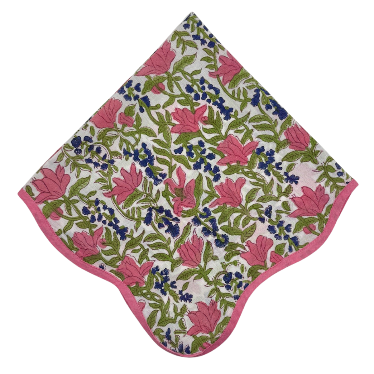 The Ivy: Punch Pink + Blue Floral Table Linen - 18 x 18" Napkin 4-Pack