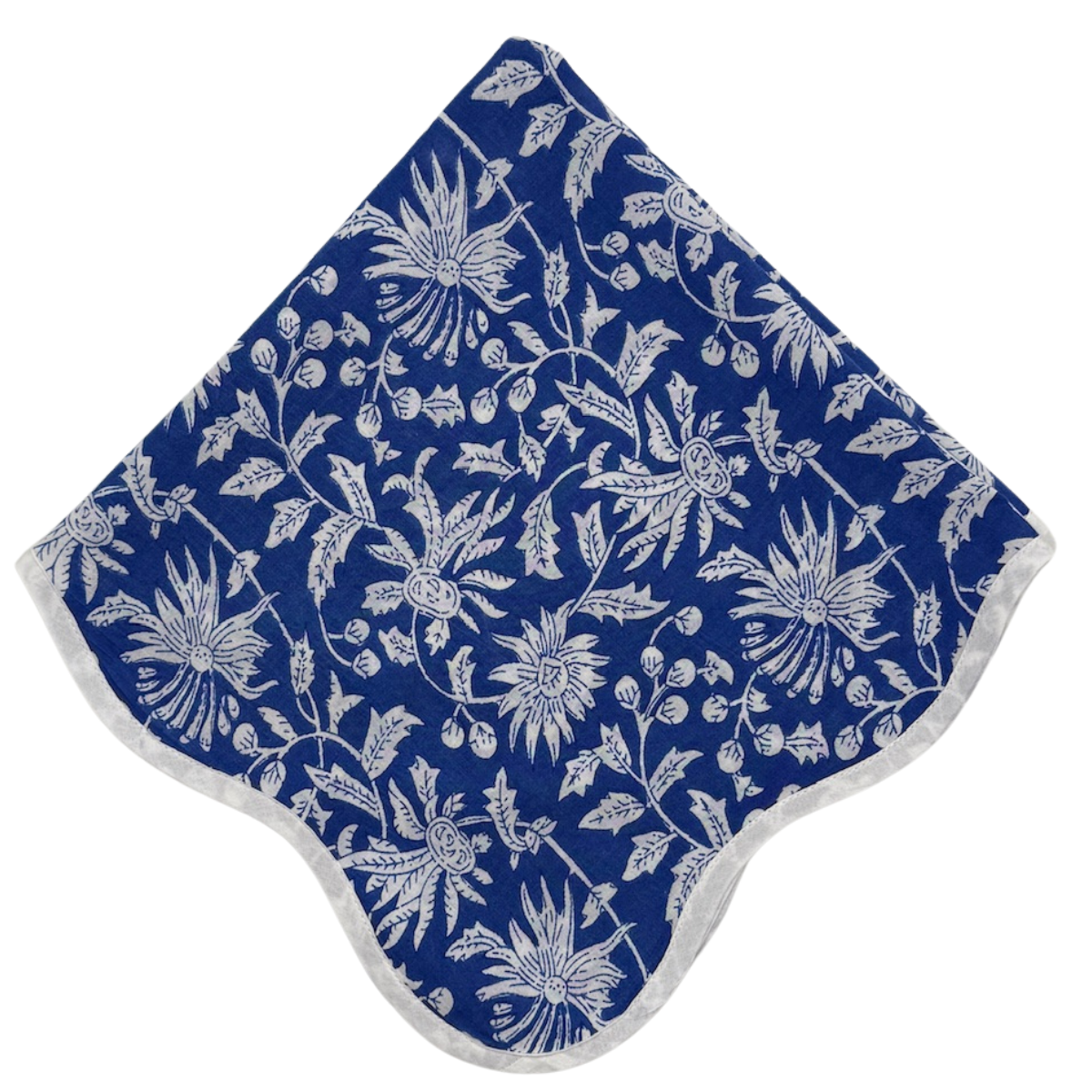 The Lilith: Azure Blue + White Floral Table Linen - 18 x 18" Napkin 4-Pack