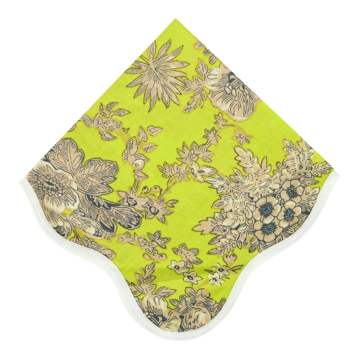 The Linus: Chartreuse Green + White Floral Table Linen - 18 x 18" Napkin 4-Pack