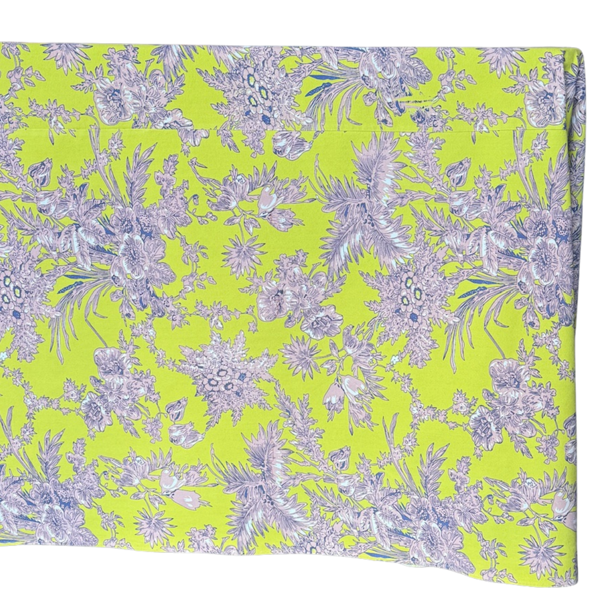 The Linus: Chartreuse Green + White Floral Table Linen - 156 x 108" Rectangle