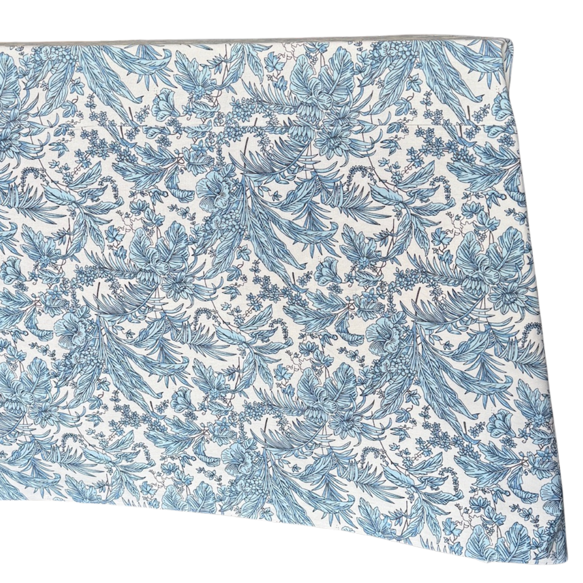 The Persephone: Cerulean Blue + White Floral Rectangle Table Linen