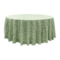 The Annabelle: Basil Green + White Floral Table Linen - 134" Round