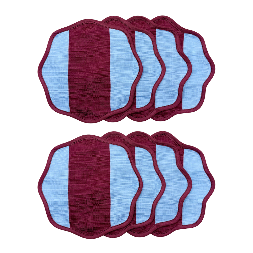 The Acai Burgundy Striped Cocktail Napkin (Set of8)
