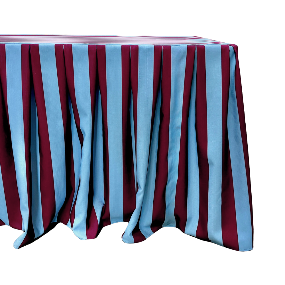 The Acai Burgundy Striped Pleated Rectangle Tablecloth