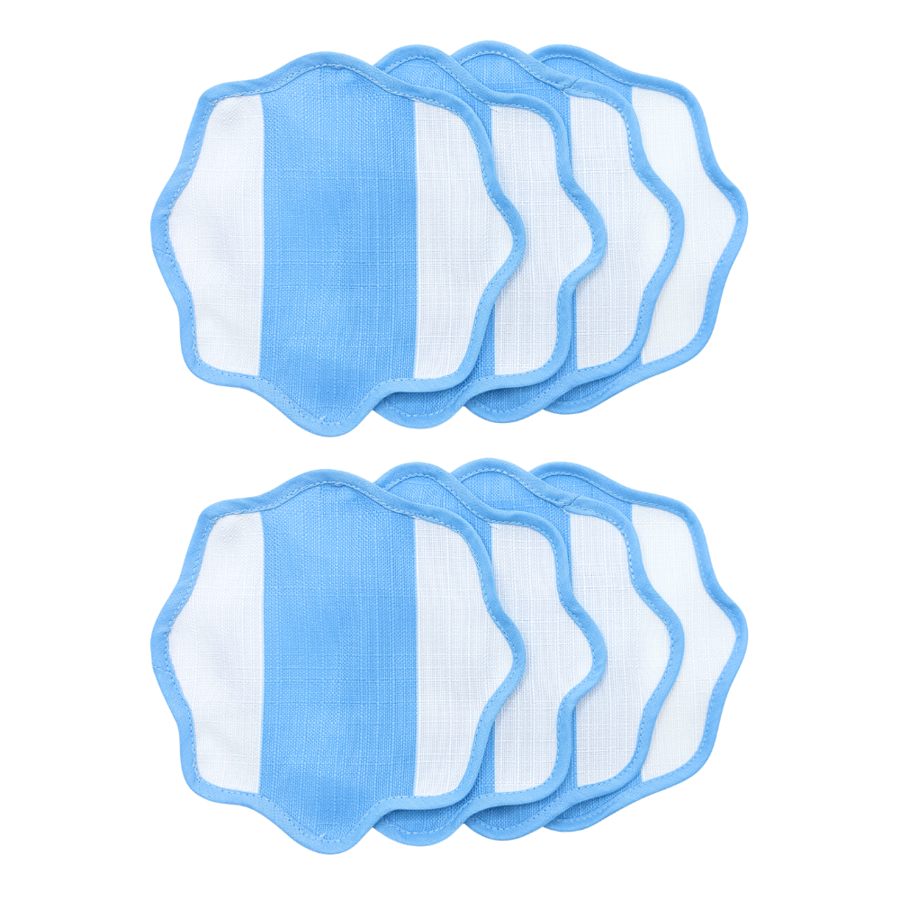 The Alice Blue and White Striped Cocktail Napkin (Set of 8)