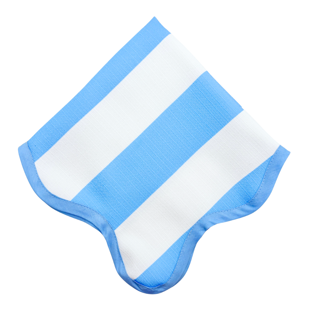 The Alice Blue and White Striped Scalloped Napkin (Set of 4)