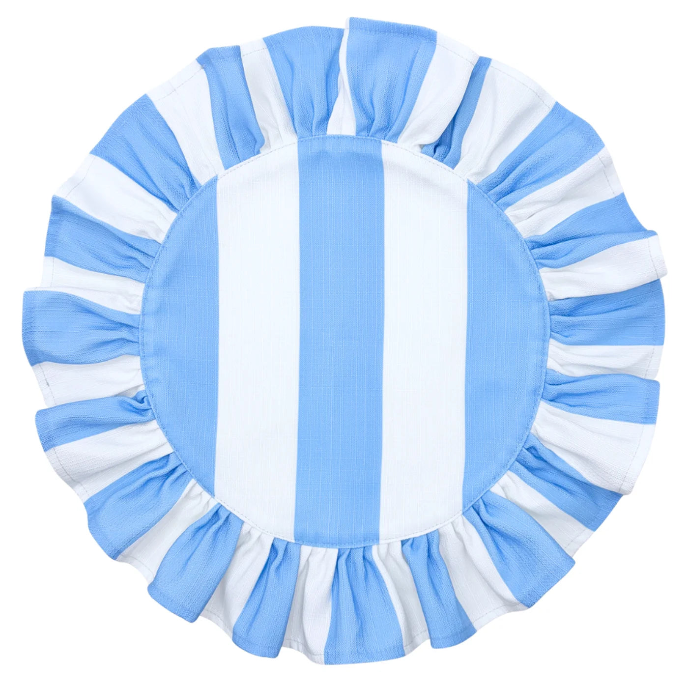 The Alice Blue and White Striped Ruffled Placemat (Set of 4)