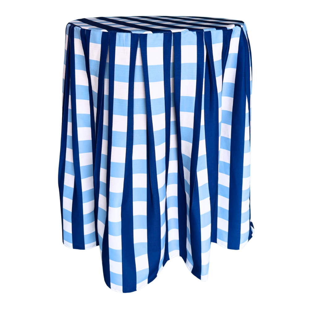 The Archie Blue Plaid  Pleated Cocktail Table Linen