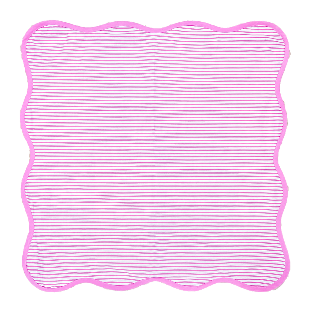 The Avril Pink and White Striped Scalloped Napkin Set of 10