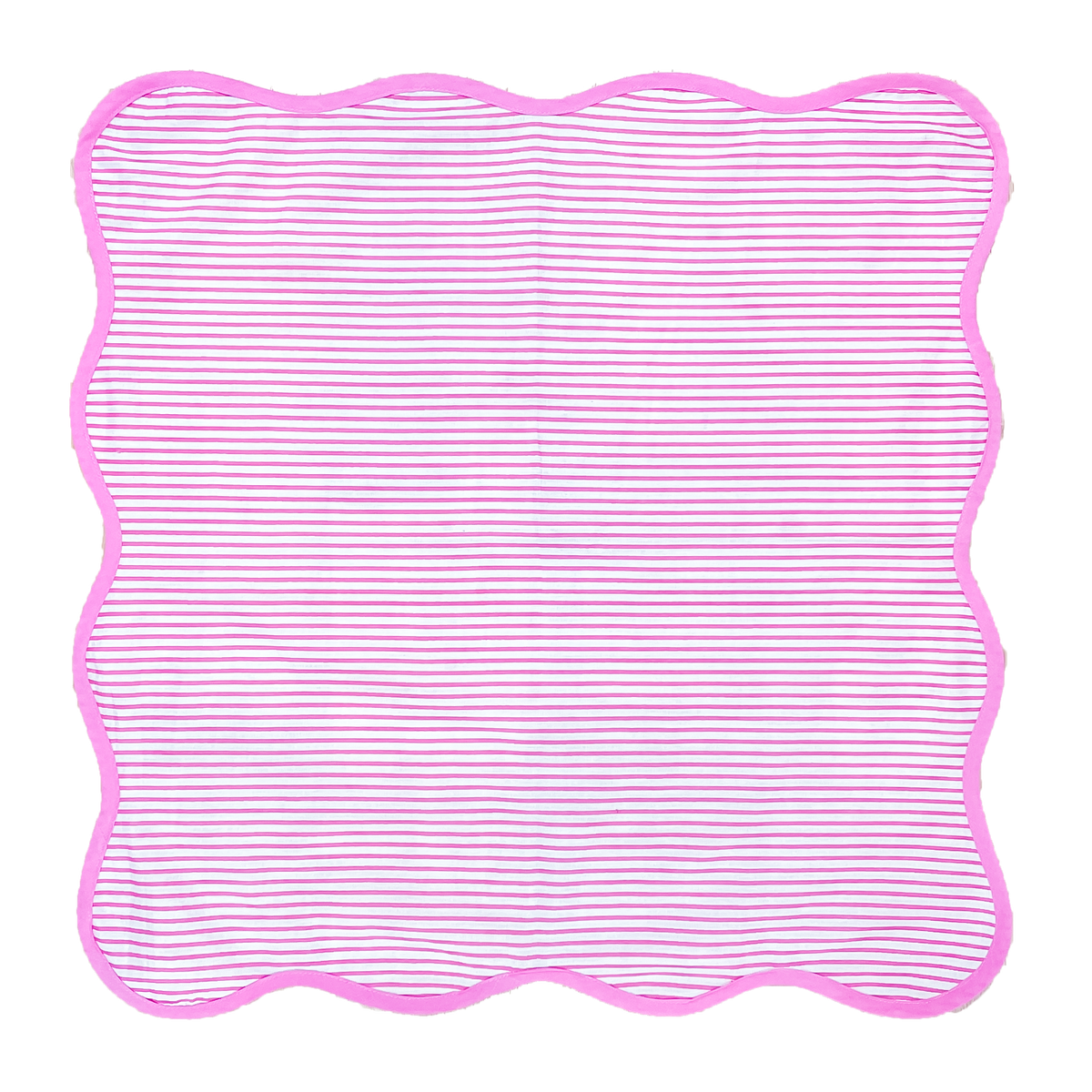 The Avril Pink and White Striped Scalloped Napkin Set of 10
