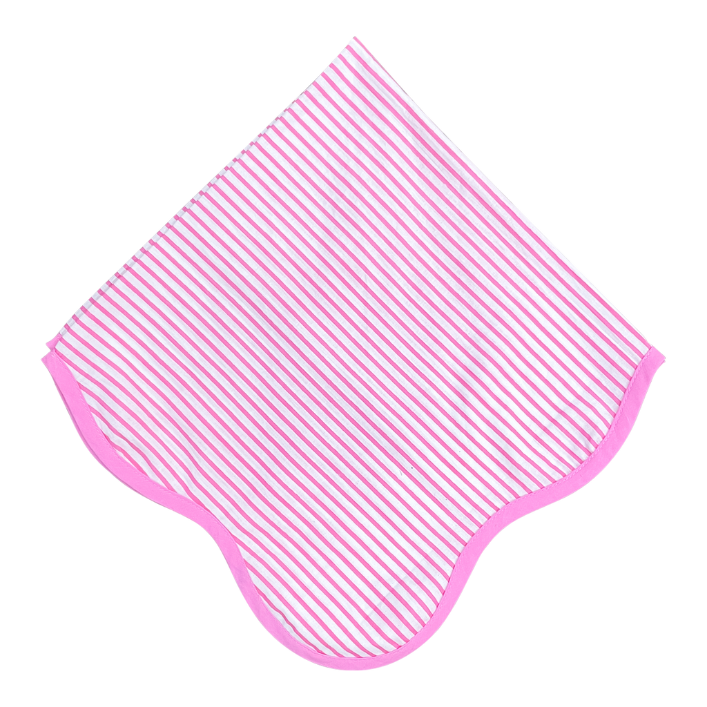 The Avril Pink and White Striped Scalloped Napkin Set of 10