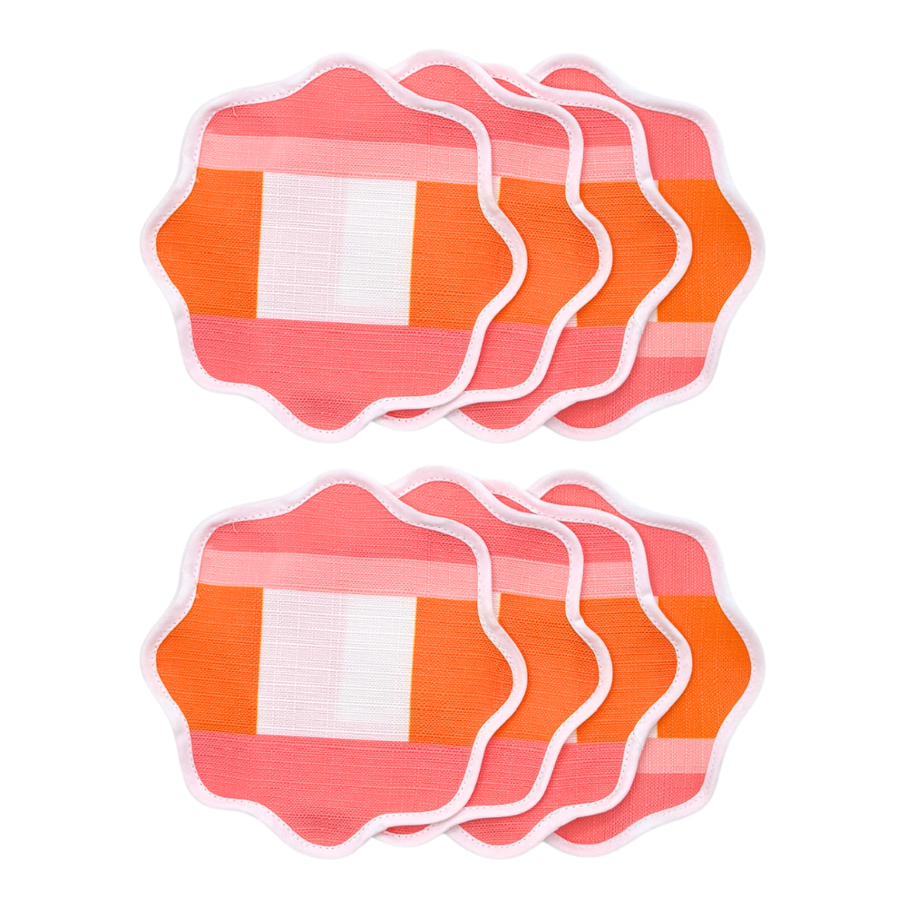The Clementine Pink Plaid Cocktail Napkin (Set of 8)