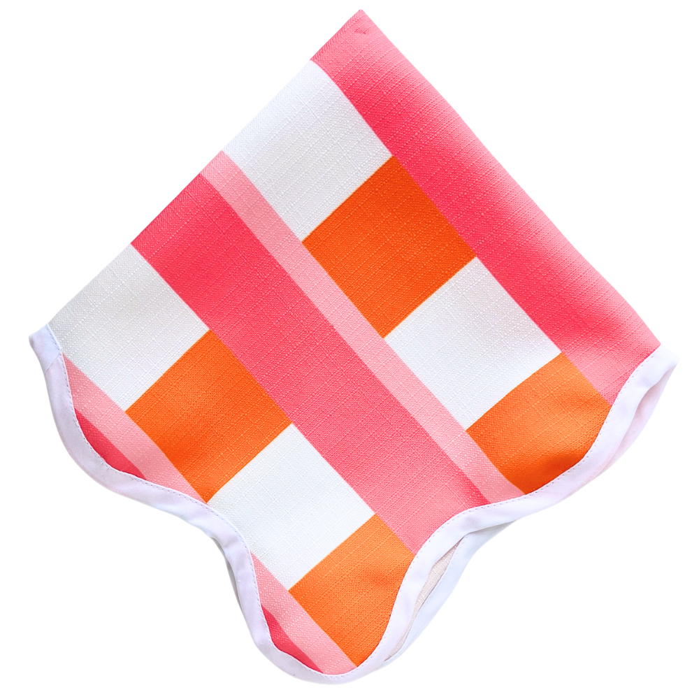 The Clementine Pink Plaid Scalloped Napkin Set (Set of 4)
