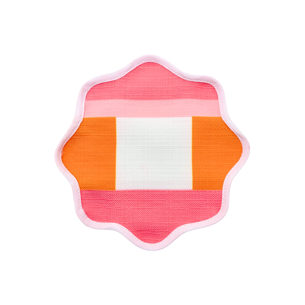 The Clementine Pink Plaid Cocktail Napkin (Set of 8)