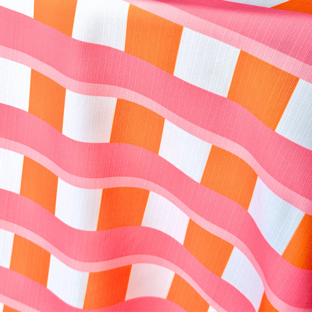 The Clementine Pink Plaid Round Tablecloth