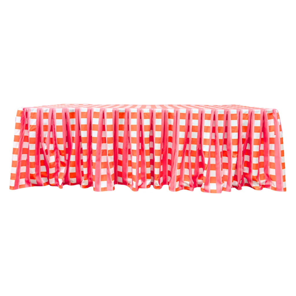 The Clementine Pink Plaid Pleated Tablecloth