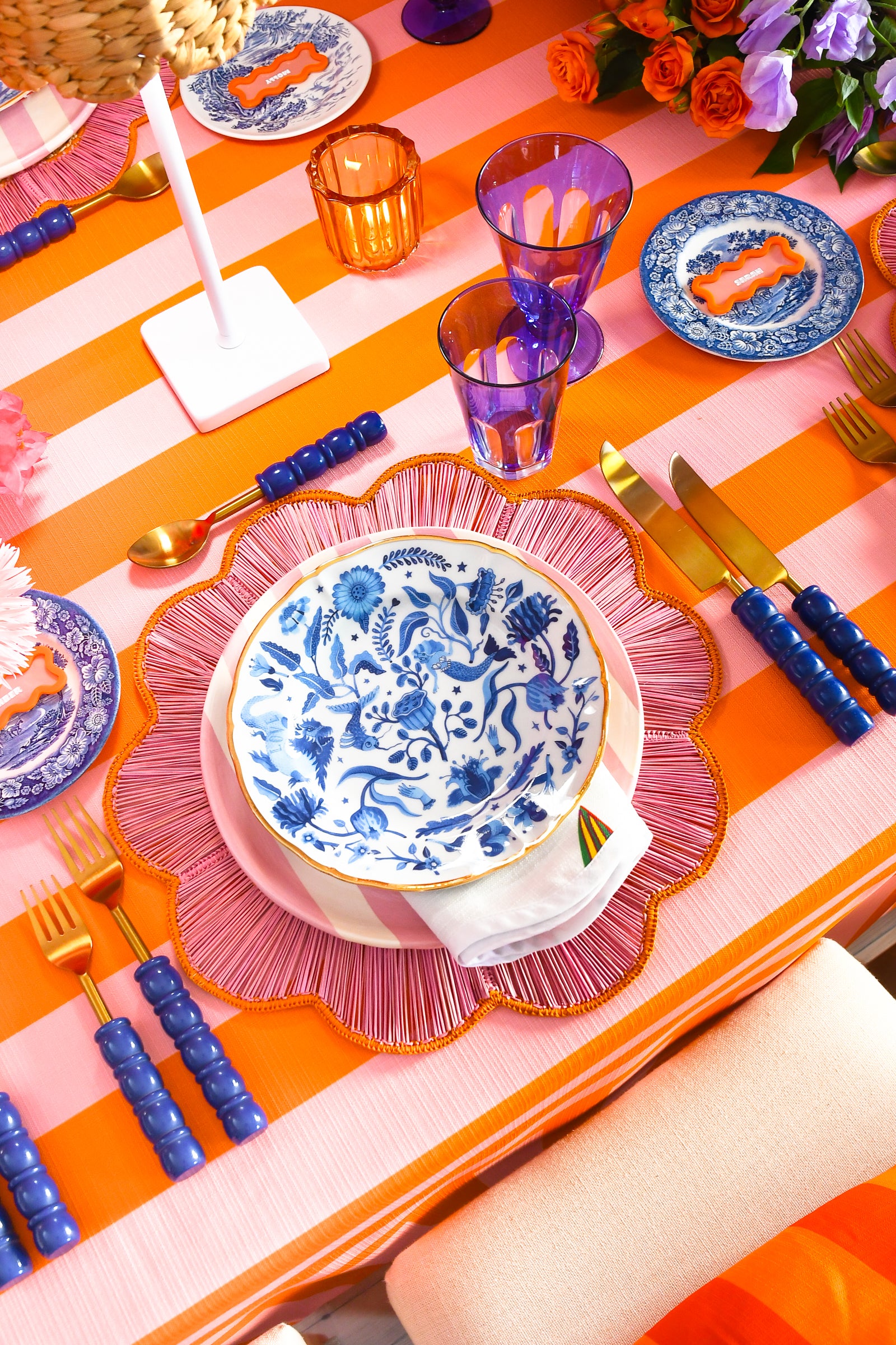 The Sorbet Pink Striped Table Linen