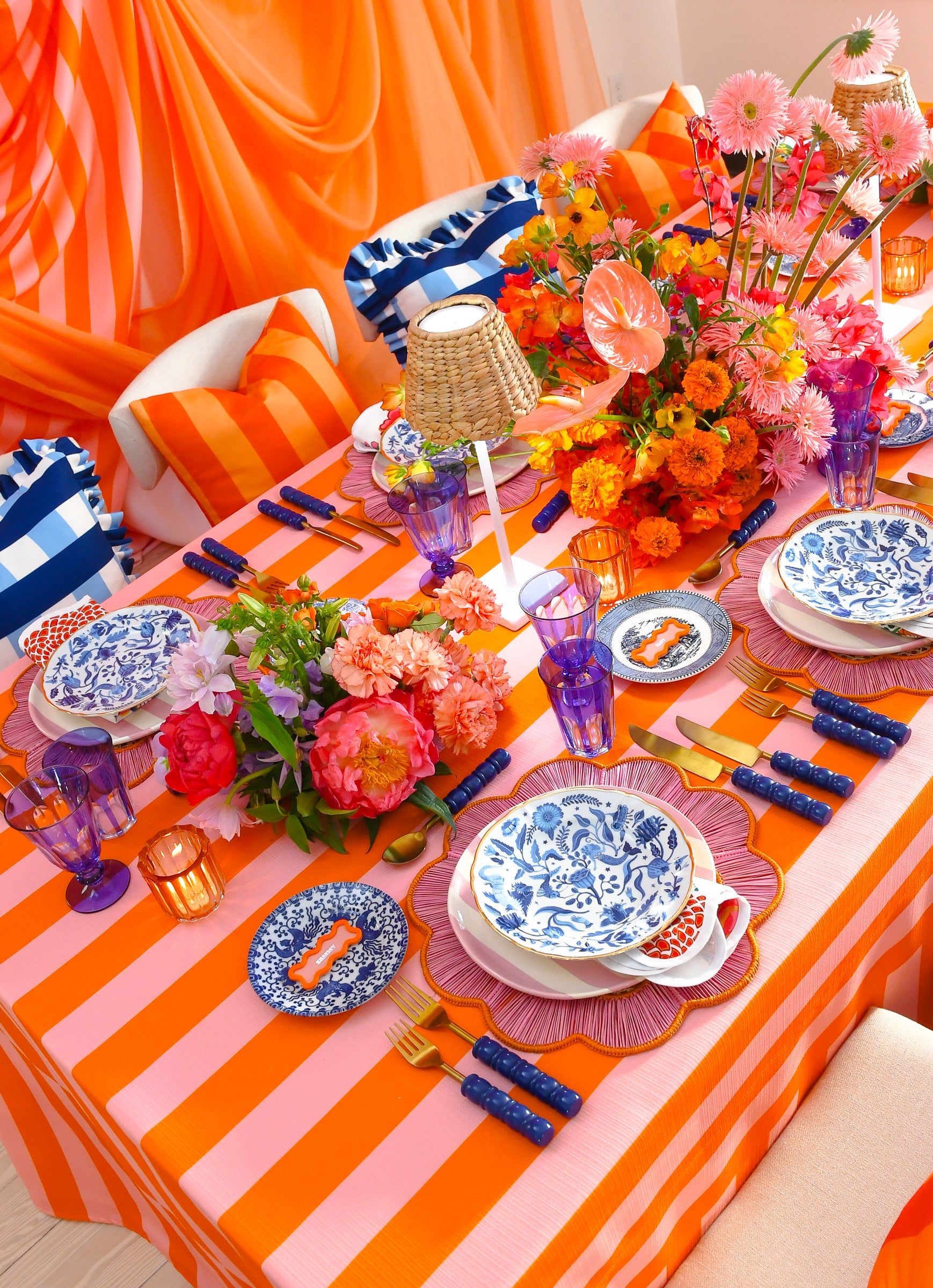 The Sorbet Pink Striped Table Linen