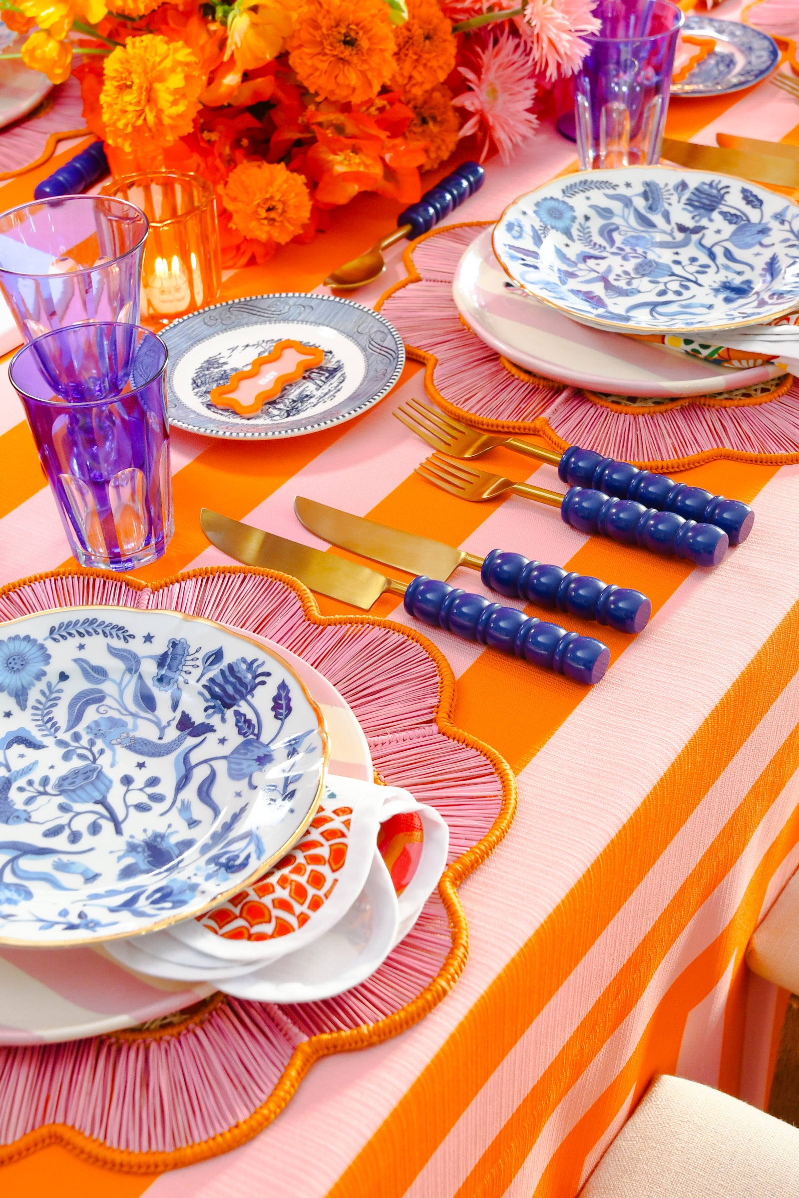The Sorbet Pink Striped Table Linen
