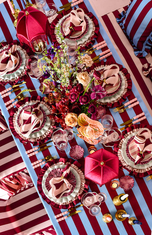 The Acai Burgundy Striped Rectangle Tablecloth