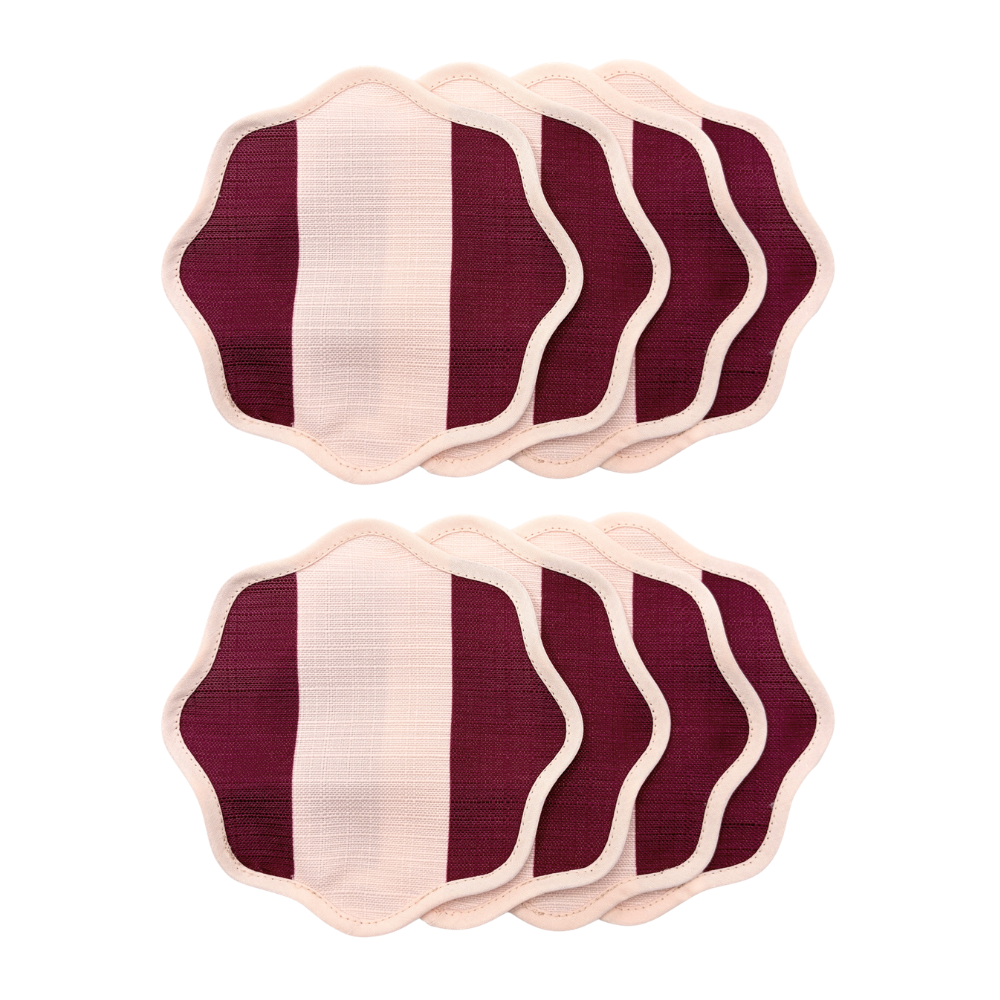 The Octavia Burgundy Striped Cocktail Napkin (Set of 8)