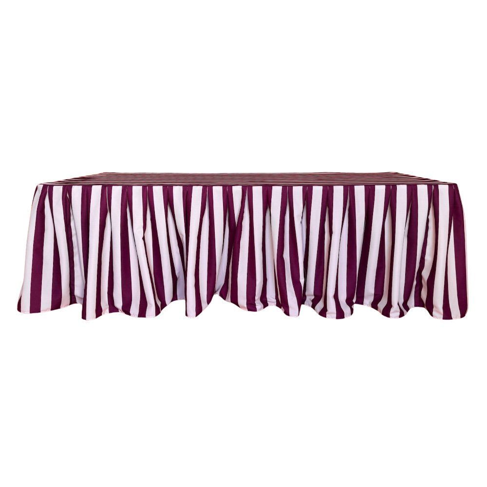 The Octavia Burgundy Pleated Rectangle Table Linen