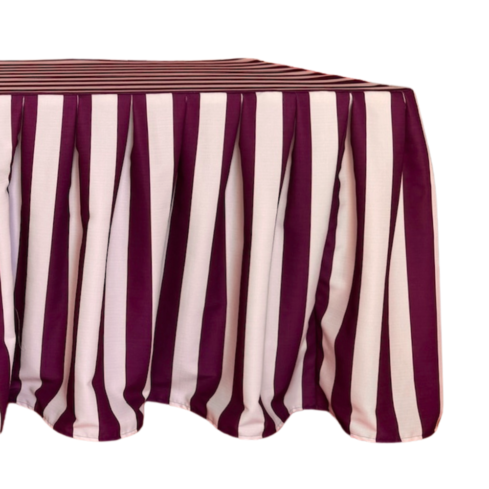 The Octavia Burgundy Pleated Rectangle Table Linen