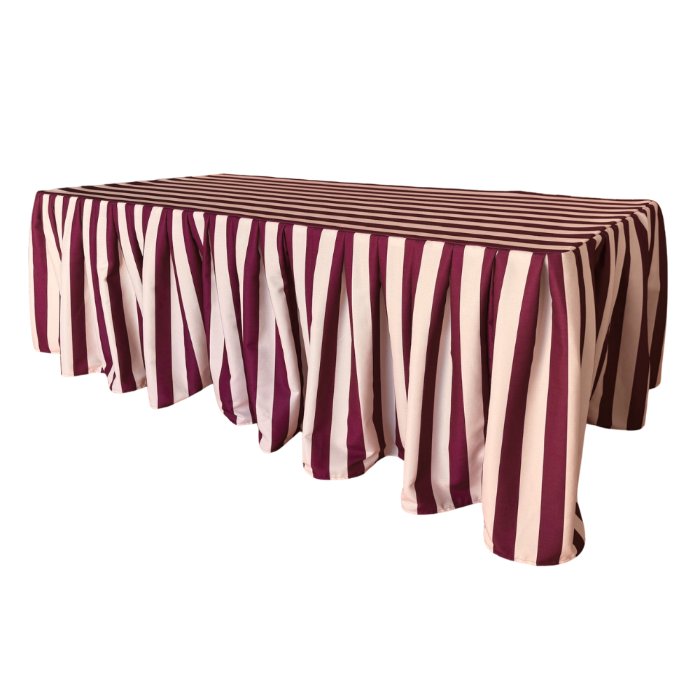 The Octavia Burgundy Pleated Rectangle Table Linen