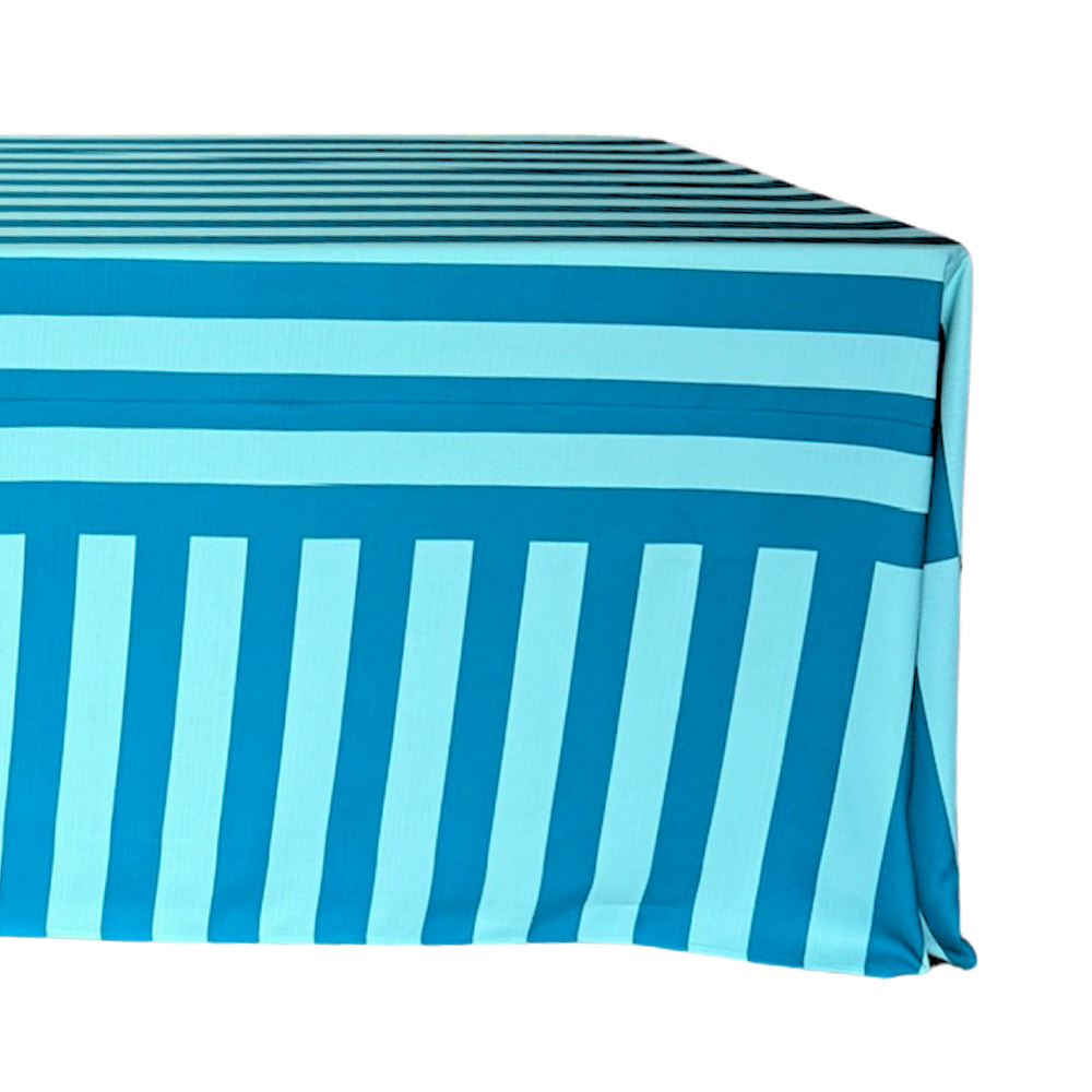 The Showgirl Striped Teal Rectangular Table Linen