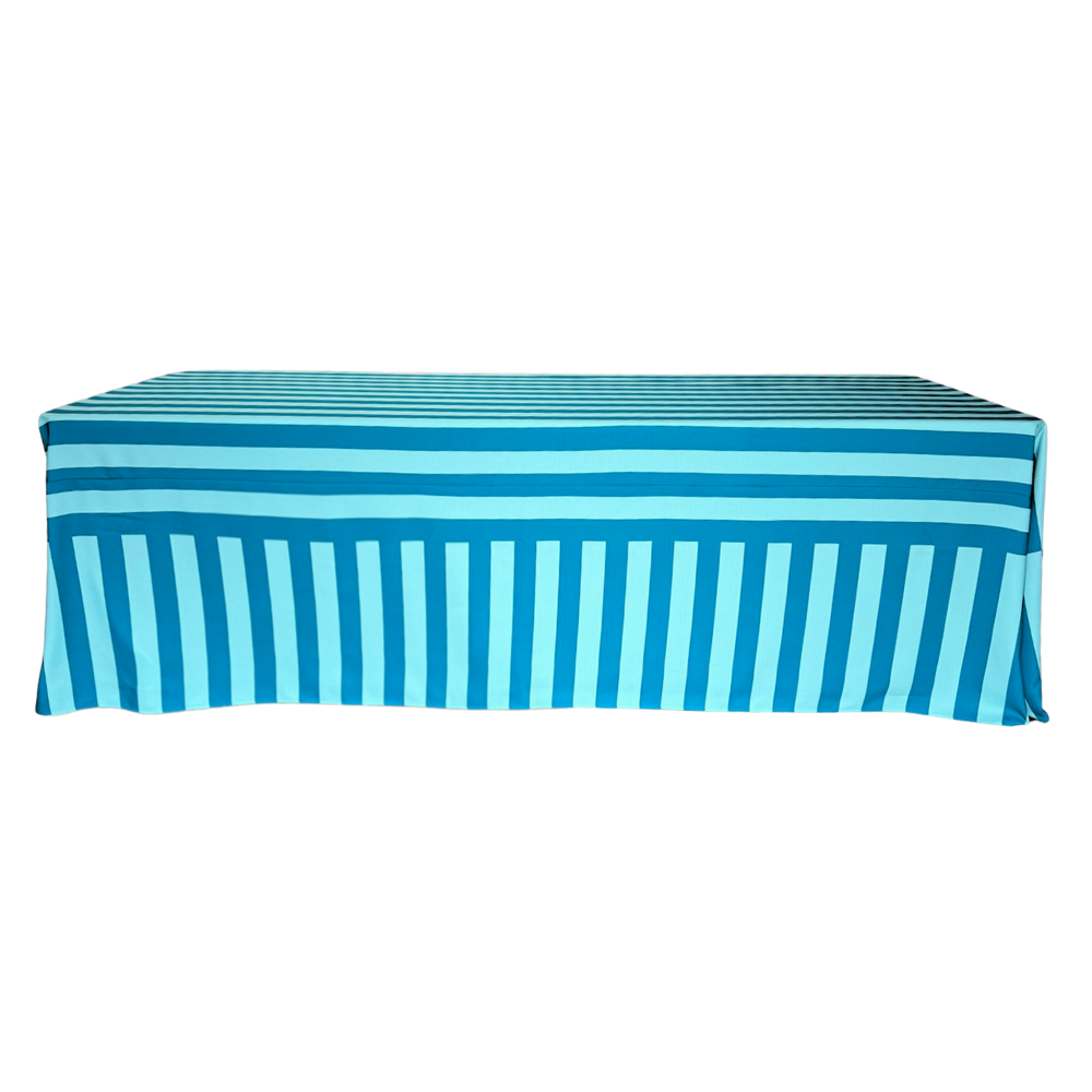 The Showgirl Striped Teal Rectangular Table Linen