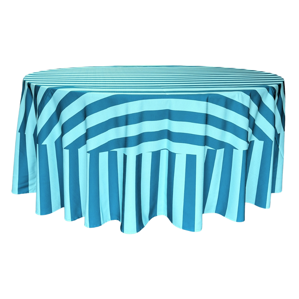 The Showgirl Striped Teal Round Table Linen