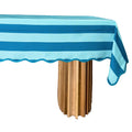 The Showgirl Striped Teal Scalloped Capri Tablecloth