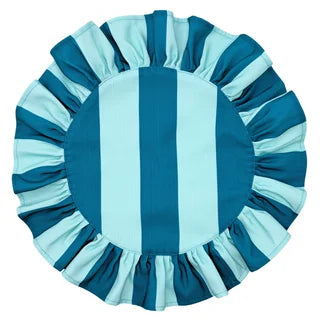 The Showgirl Striped Teal Ruffled Placemats (Set of 4)