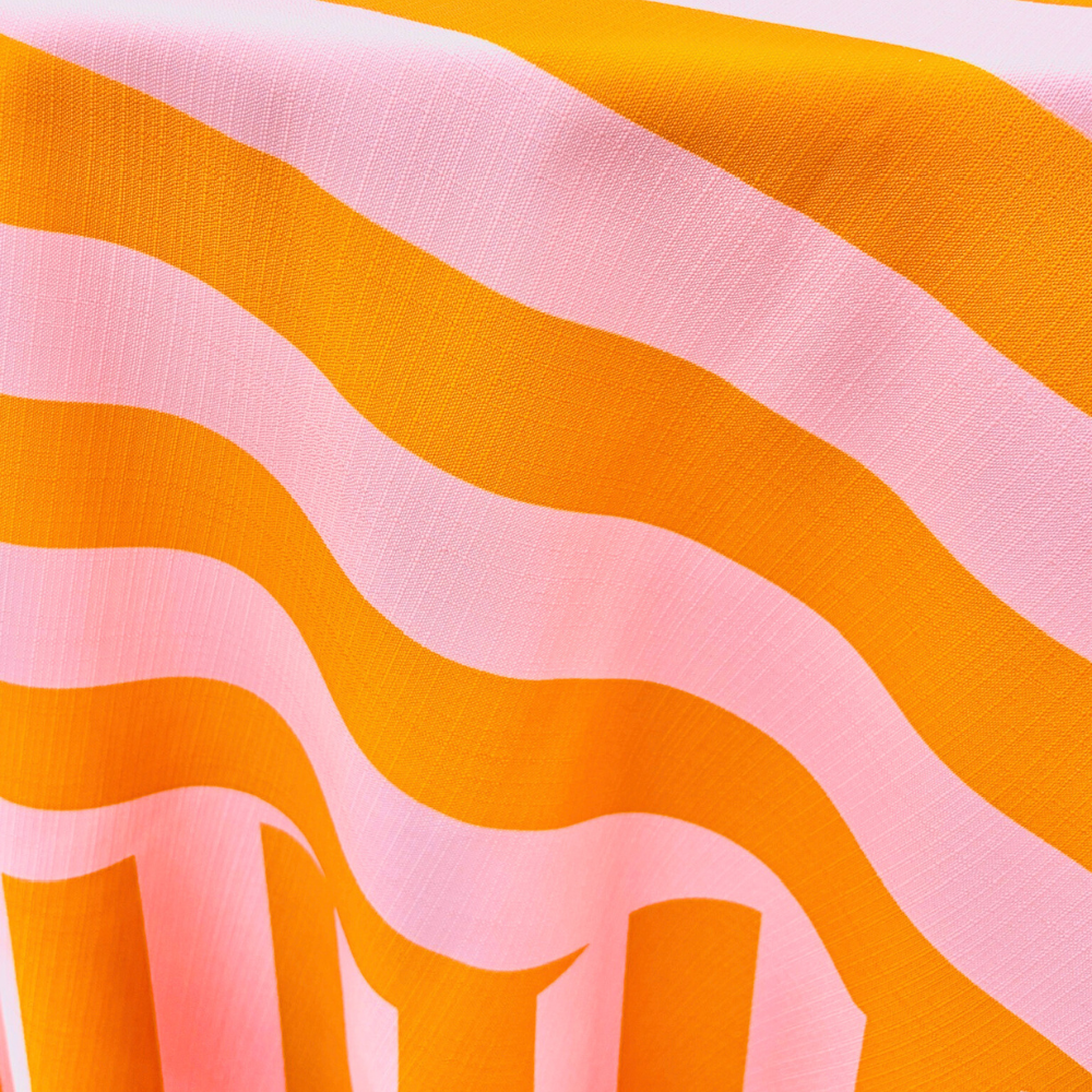 The Sorbet Pink Striped Round Table Linen