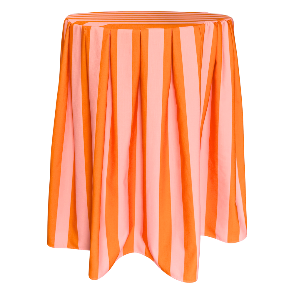 The Sorbet Pink and Tangerine Striped Pleated Cocktail Table Linen