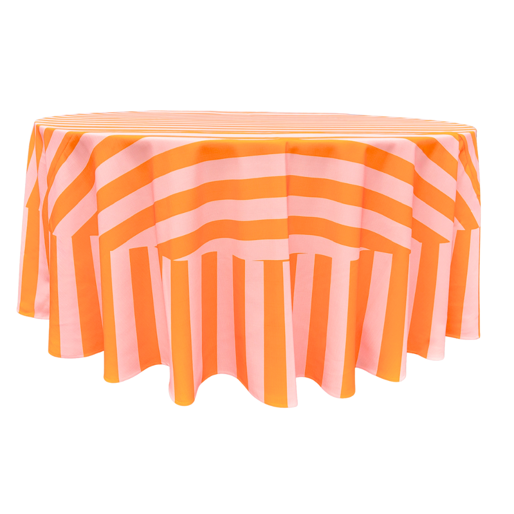 The Sorbet Pink Striped Round Table Linen