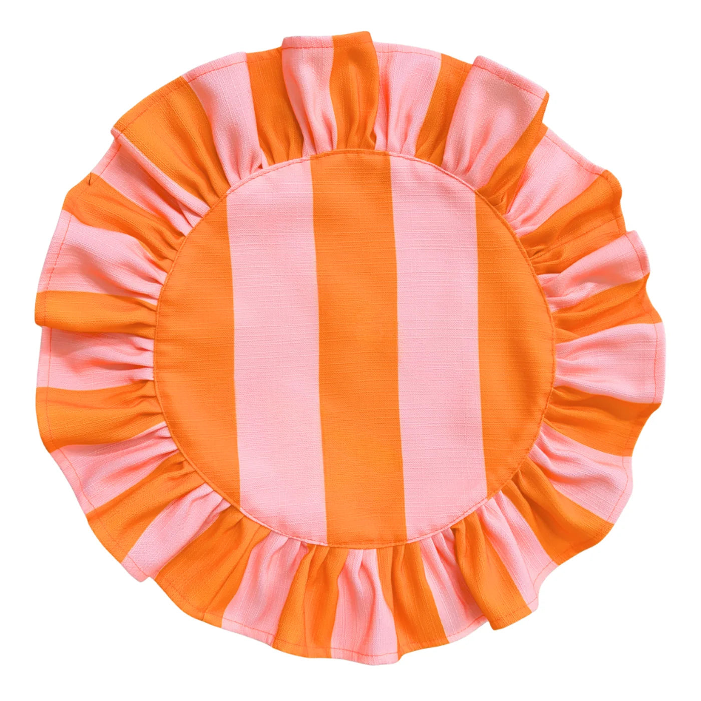 The Sorbet Pink Striped Ruffled Placemats (Set of 4)