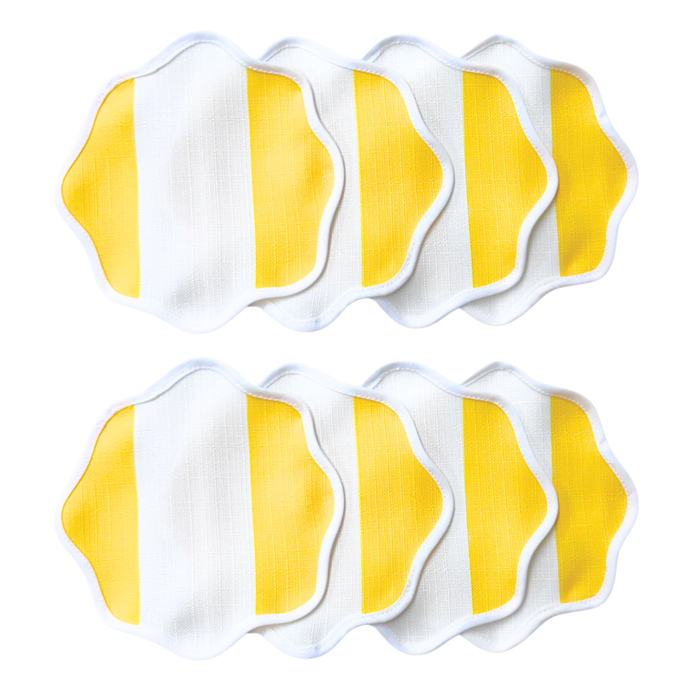 The Veronica Yellow Striped Cocktail Napkin (Set of 8)
