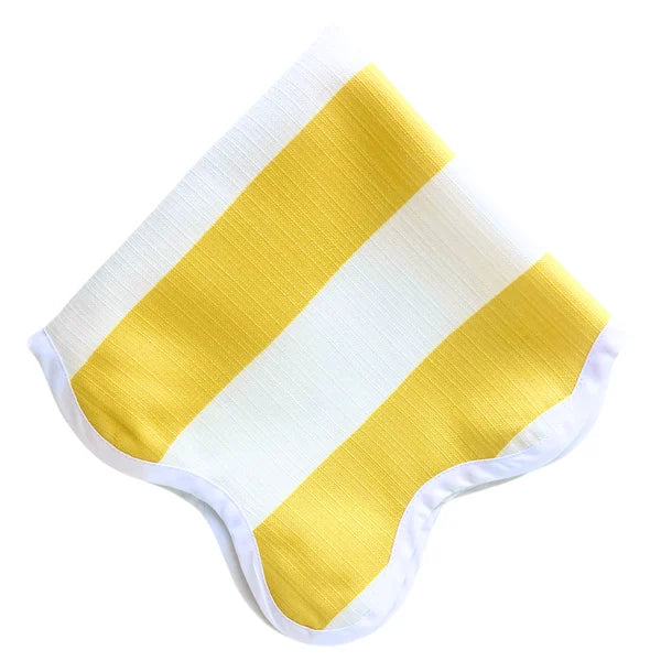 The Veronica Yellow Striped Scalloped Napkin (Set of 4)