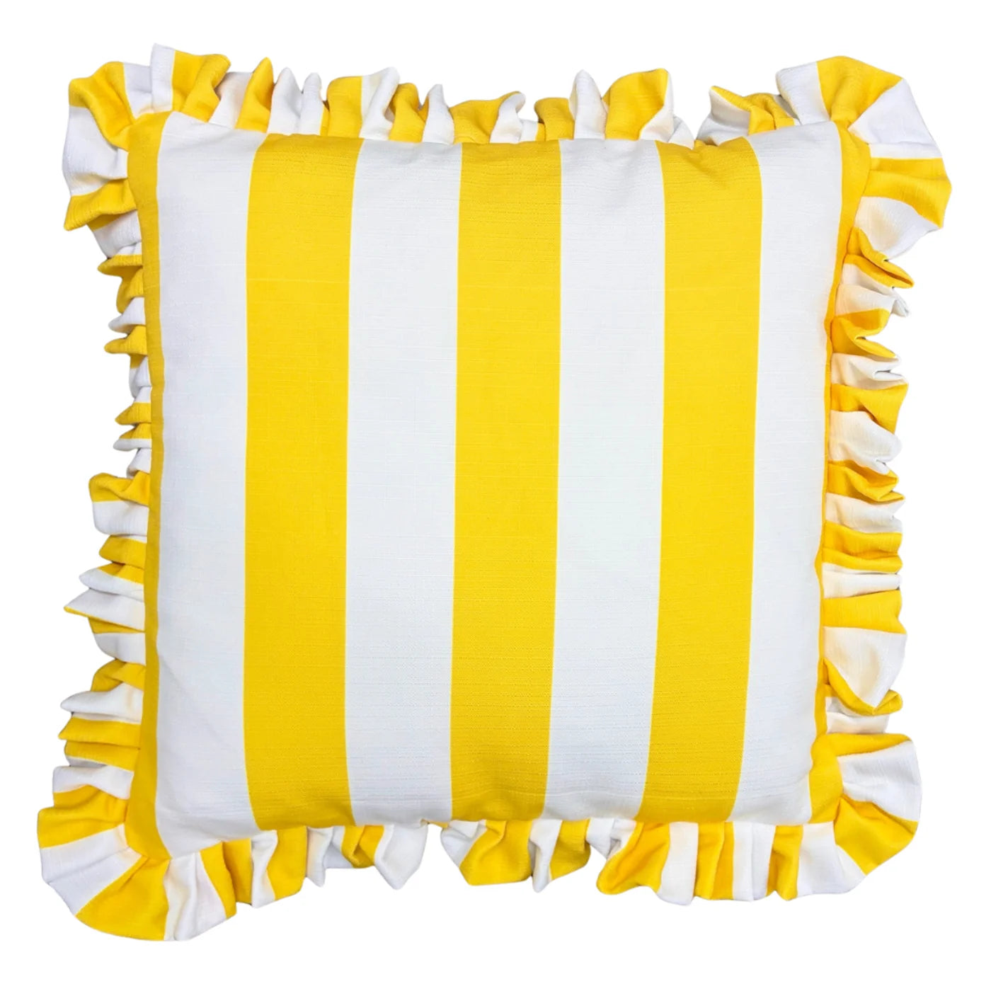 The Veronica Yellow Striped Ruffled Pillow