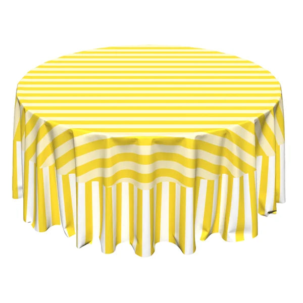 The Veronica Yellow Striped Round Tablecloth