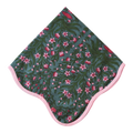 The Abigail: Emerald Green + Pink Floral Linen Napkin Set