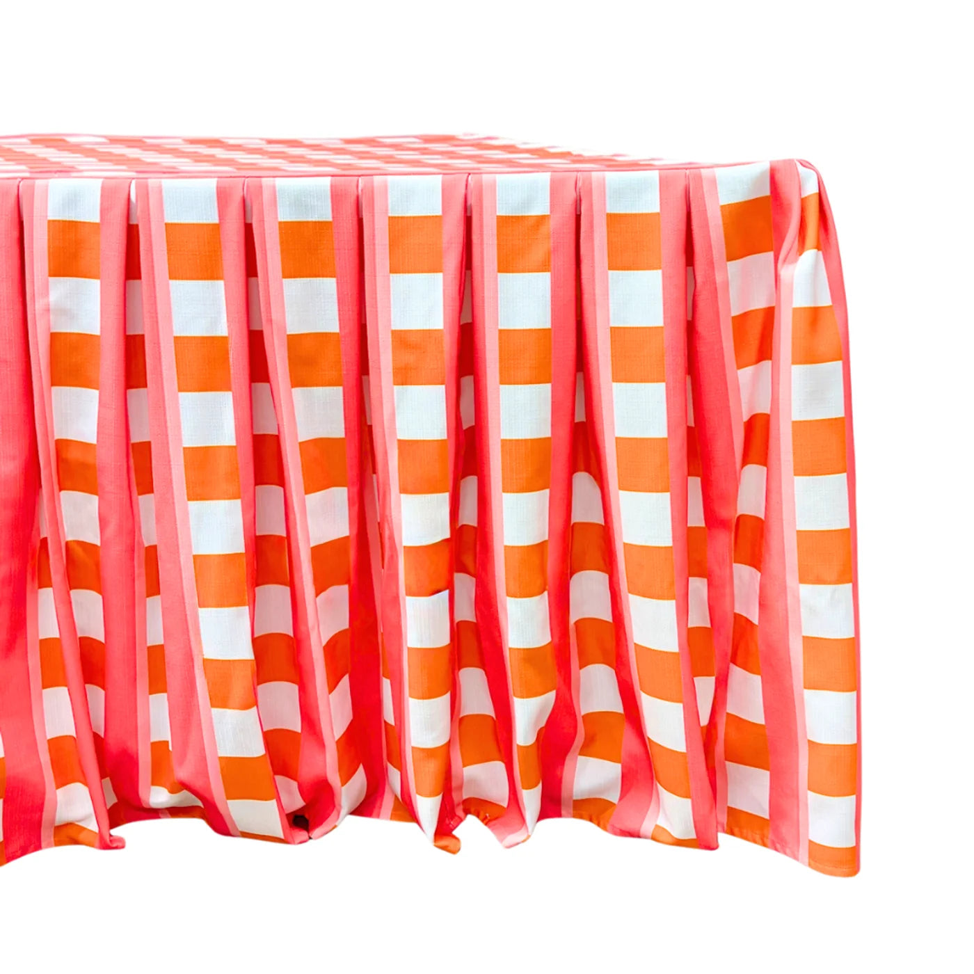 The Clementine Pink Plaid Pleated Tablecloth
