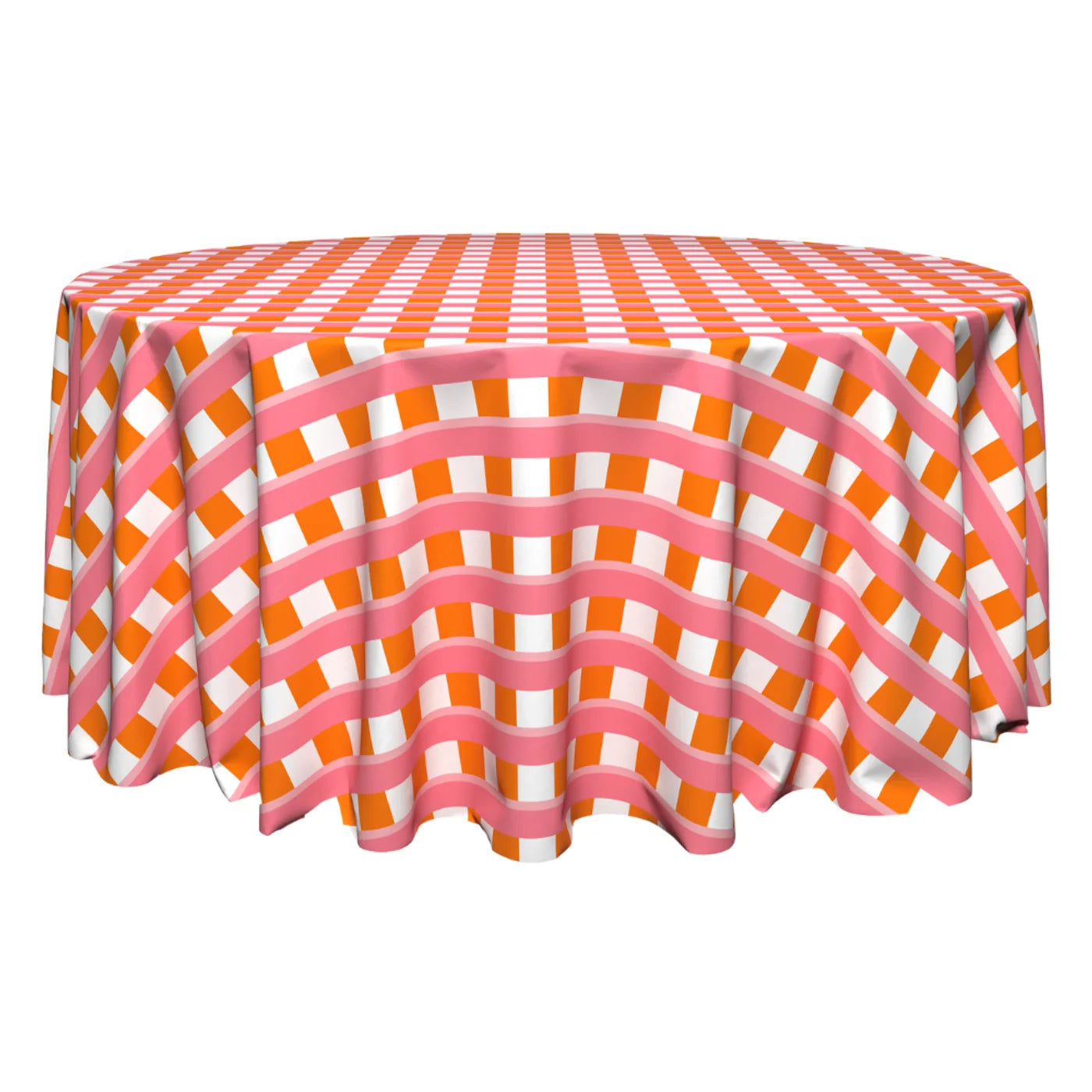 The Clementine Pink Plaid Round Tablecloth