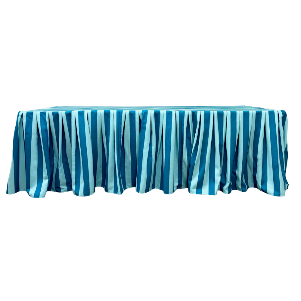 The Showgirl Teal Striped Pleated Table Linen