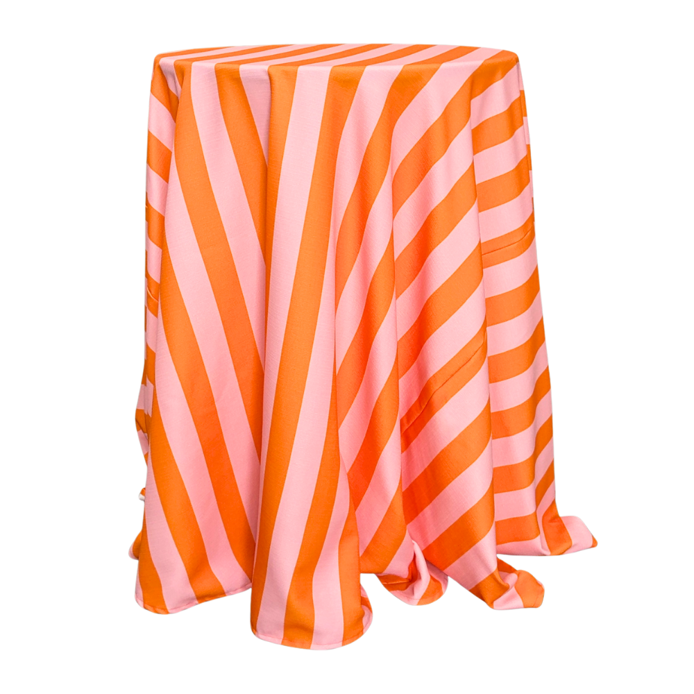 The Sorbet Pink and Tangerine Striped Cocktail Table Linen